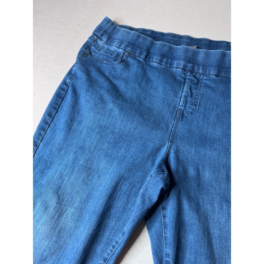 Avenue Denim Womens Plus 18/20 Medium Wash Studded Hem Pull On Capri Jeans